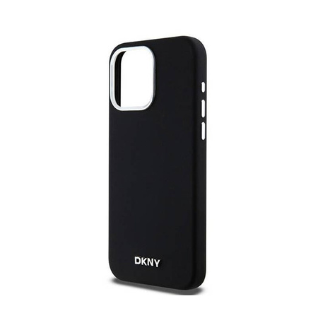 DKNY Liquid Silicone Small Metal Logo MagSafe - Etui iPhone 15 Pro Max (czarny) (DKHMP15XSMCHLK)