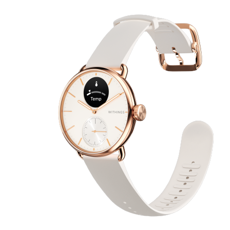 Withings Scanwatch 2 - zegarek z funkcją EKG, pomiarem pulsu i SPO2 oraz mierzeniem aktywności fizycznej i snu (38mm, rose gold) (HWA10-model 3-All-Int)