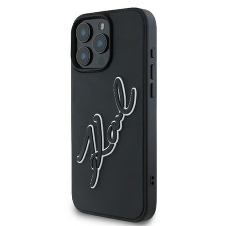 Karl Lagerfeld 3D Rubber Bicolor Signature - Etui iPhone 16 Pro (czarny) (KLHCP16L3DRKSDLK)