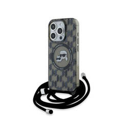Karl Lagerfeld IML Crossbody Monogram Karl & Choupette Head MagSafe - Etui iPhone 15 Pro Max (czarny) (KLHMP15XHCKCKLCK)