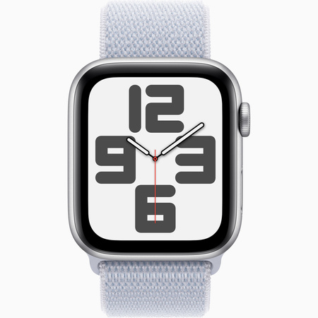 Apple Watch SE GPS + Cellular 44mm Koperta z aluminium w kolorze srebrnym, opaska sportowa w kolorze błękitnego obłoku (MXGR3ET/A)