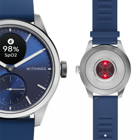 Withings Scanwatch 2 - zegarek z funkcją EKG, pomiarem pulsu i SPO2 oraz mierzeniem aktywności fizycznej i snu (42mm, blue) (HWA10- model 12-All-Int)