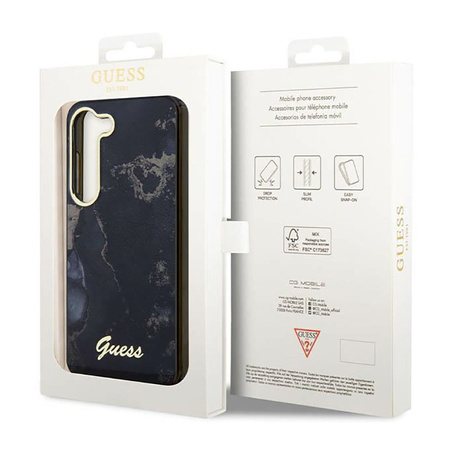 Guess Golden Marble Collection - Etui Samsung Galaxy S23+ (czarny) (GUHCS23MHTMRSK)