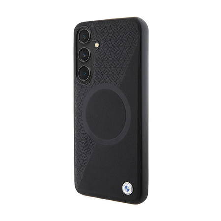 BMW Leather Half Textured & Circle MagSafe - Etui Samsung Galaxy S24 (czarny) (BMHMS24S23RTPK)