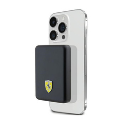 Ferrari Metal Logo MagSafe - Power Bank indukcyjny 5000 mAh 15W MagSafe (Czarny) (FEPB5MNCAK)