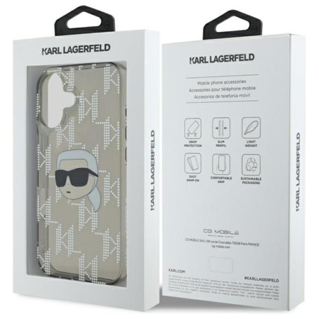 Karl Lagerfeld IML Karl Head Electroplated - Etui iPhone 16 (czarny) (KLHCP16SHKLPKHK)