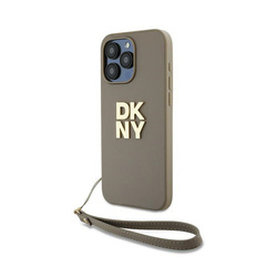 DKNY Wrist Strap Stock Logo - Etui iPhone 15 Pro (beżowy) (DKHCP15LPBSWSE)