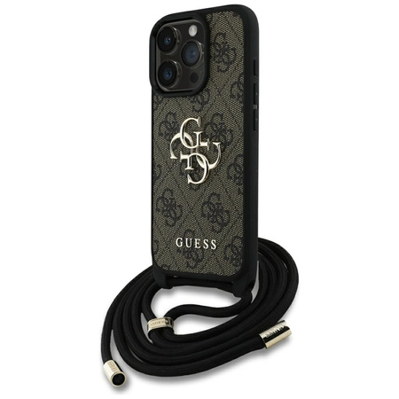 Guess 4G Big Logo Cord Strap Crossbody - Etui do iPhone 16 Pro Max (brązowy) (GUHCP16XP4GMGCRW)