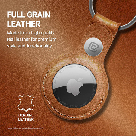 Crong Leather Case with Key Ring – Skórzane etui ochronne brelok do Apple AirTag (brązowy) (CRG-ATL-BRW)