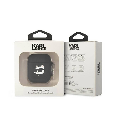 Karl Lagerfeld Silicone NFT Choupette Head 3D - Etui AirPods 1/2 gen (czarny) (KLA2RUNCHK)