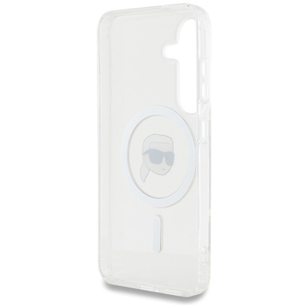 Karl Lagerfeld Button Karl Head Printed Logo MagSafe - Etui Samsung Galaxy S25 (biały) (KLHMS25SHLSKIH)
