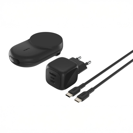 Belkin Ładowarka magnetyczna Qi2 25 W, składana 2w1, zasilacz 45W, czarna (WIZ039KQBK)