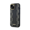 DKNY Leather Checkered Mono Pattern MagSafe - Etui iPhone 15 / 14 / 13 (czarny) (DKHMP15SPCPVSLK)