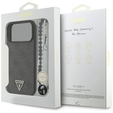Guess 4G Strap Triangle Logo MagSafe - Etui do iPhone 17 Pro Max (czarny) (GUHMP17XP4TSDPPSK)