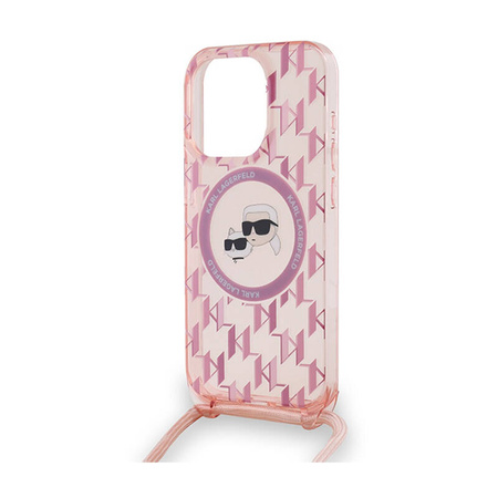 Karl Lagerfeld IML Crossbody Monogram Karl & Choupette Head MagSafe - Etui iPhone 15 Pro (różowy) (KLHMP15LHCKCKLCP)