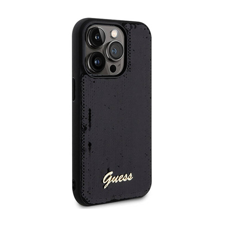 Guess Sequin Script Metal - Etui iPhone 13 Pro (czarny) (GUHCP13LPSFDGSK)
