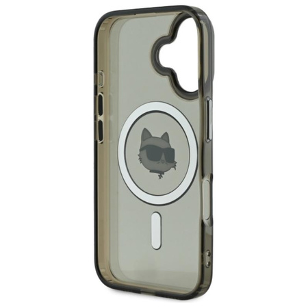 Karl Lagerfeld IML Metal Choupette Head MagSafe - Etui iPhone 16 Plus (czarny) (KLHMP16MHLSCHK)