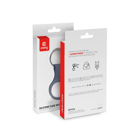 Crong Silicone Case with Key Ring – Etui ochronne brelok do Apple AirTag (granatowy) (CRG-ATS-BLUE)