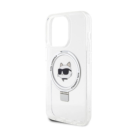 Karl Lagerfeld Ring Stand Choupette Head MagSafe - Etui iPhone 15 Pro Max (biały) (KLHMP15XHMRSCHH)