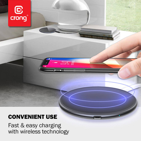 Crong PowerSpot Fast Wireless Charger – Aluminiowa ładowarka bezprzewodowa Qi 15W USB-C z powłoką ze szkła hartowanego (Silver White) (CRG-PS15W-WHI)