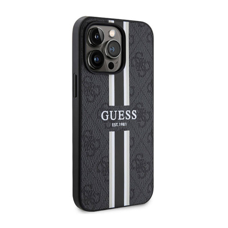 Guess 4G Printed Stripes MagSafe - Etui iPhone 13 Pro (Czarny) (GUHMP13LP4RPSK)