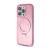 Guess Ring Stand Script Glitter MagSafe - Etui iPhone 15 Pro (różowy) (GUHMP15LHRSGSP)