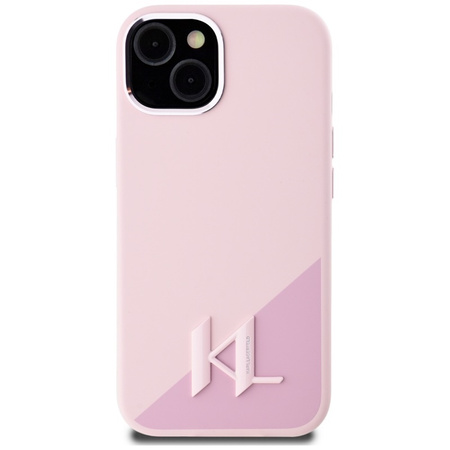 Karl Lagerfeld Silicone Shadow Metal Initial MagSafe - Etui do iPhone 15 (różowy) (KLHMP15SSCMKMPCP)