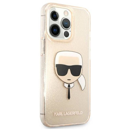 Karl Lagerfeld Karl’s Head Glitter - Etui iPhone 13 Pro (złoty) (KLHCP13LKHTUGLGO)