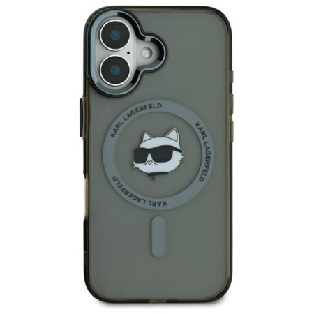 Karl Lagerfeld IML Metal Choupette Head MagSafe - Etui iPhone 16 (czarny) (KLHMP16SHLSCHK)