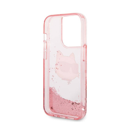 Karl Lagerfeld Liquid Glitter NFT Choupette Head - Etui iPhone 14 Pro (różowy) (KLHCP14LLNCHCP)