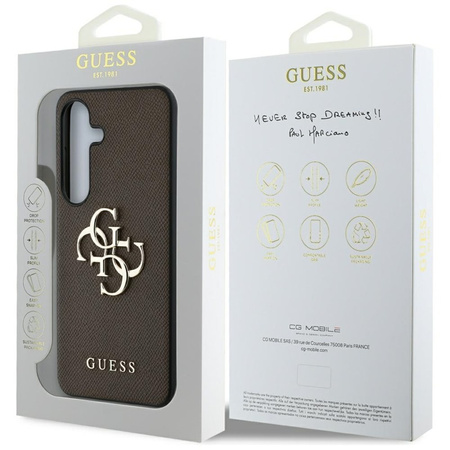 Guess Grained Big 4G Logo Small Classic Logo - Etui do Samsung Galaxy S25 (brązowy) (GUHCS25SPGT4MBW)