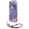 Guess IML Flowers With Pearl Strap MagSafe - Etui iPhone 16 Pro Max (fioletowy) (GUHMP16XHFWBRCESU)