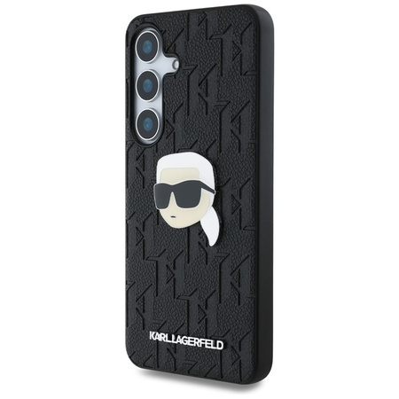 Karl Lagerfeld Leather Monogram Pin Logo Karl Head - Etui Samsung Galaxy S25 (czarny) (KLHCS25SPGKLKIPK)