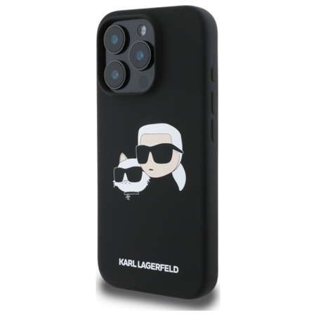 Karl Lagerfeld Silicone Double Heads Print MagSafe - Etui iPhone 16 Pro (czarny) (KLHMP16LSKCHPPLK)