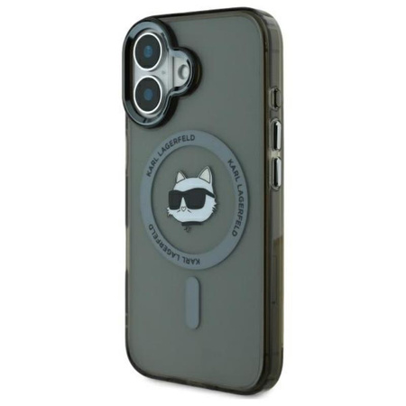 Karl Lagerfeld IML Metal Choupette Head MagSafe - Etui iPhone 16 (czarny) (KLHMP16SHLSCHK)