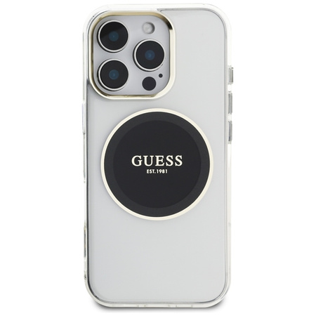 Guess IML Metal Colored Circle Classic Logo MagSafe - Etui do iPhone 16 Pro (czarny) (GUHMP16LHTDRCEDK)