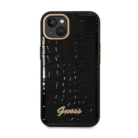 Guess Croco Collection – Etui iPhone 14 Plus (czarny) (GUHCP14MHGCRHK)
