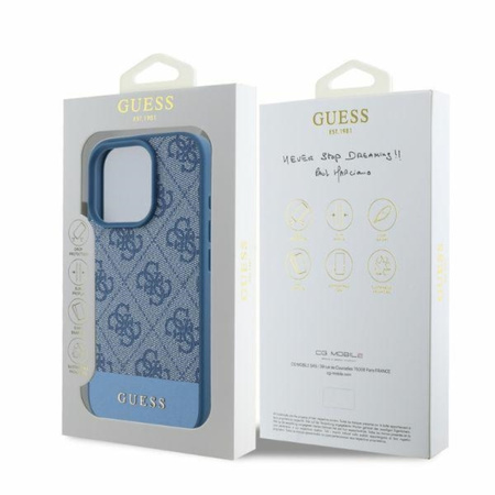 Guess 4G Bottom Stripe - Etui iPhone 16 Pro Max (niebieski) (GUHCP16XG4GLBL)