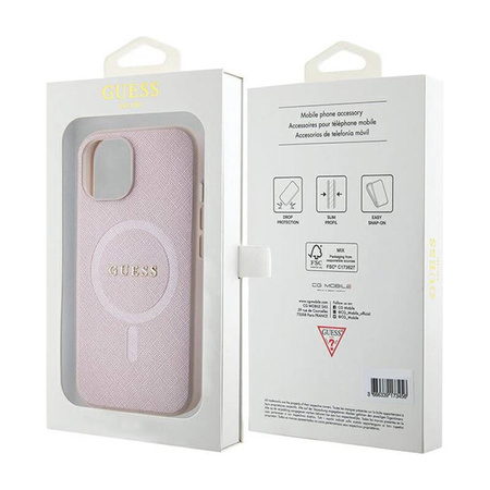 Guess Saffiano MagSafe - Etui iPhone 15 Plus (różowy) (GUHMP15MPSAHMCP)