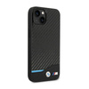 BMW Leather Carbon Blue Line  – Etui iPhone 14 Plus (Czarny) (BMHCP14M22NBCK)