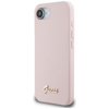 Guess Silicone Script Metal Logo MagSafe - Etui do iPhone 16e (różowy) (GUHMPSE4SMBSLP)