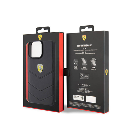 Ferrari Quilted Metal Logo - Etui iPhone 15 Pro Max (czarny) (FEHCP15XRDUK)