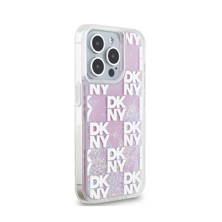 DKNY Liquid Glitter Multilogo - Etui iPhone 15 Pro (różowy) (DKHCP15LLCPEPP)