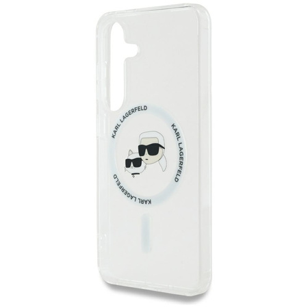 Karl Lagerfeld Button Karl & Choupette Heads Printed Logo MagSafe - Etui Samsung Galaxy S25+ (biały) (KLHMS25MHLSKCH)