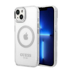 Guess Metal Outline MagSafe - Etui iPhone 14 (przezroczysty / srebrny) (GUHMP14SHTRMS)
