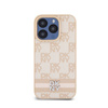 DKNY Leather Checkered Mono Pattern & Printed Stripes - Etui iPhone 15 Pro Max (różowy) (DKHCP15XPCPTSSP)