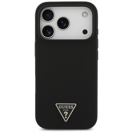 Guess Silicone Triangle Logo MagSafe - Etui iPhone 17 Pro (czarny) (GUHMP17LSCTRLMK)
