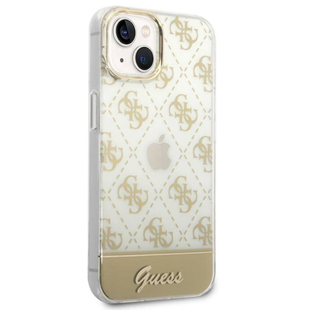 Guess 4G Stripe Script Logo Electroplated Pattern – Etui iPhone 14 Plus (złoty) (GUHCP14MHG4MHG)