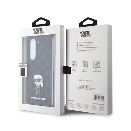Karl Lagerfeld NFT Saffiano Monogram Ikonik Pin - Etui Samsung Galaxy Z Fold 5 (czarny) (KLHCZFD5SAPKINPK)