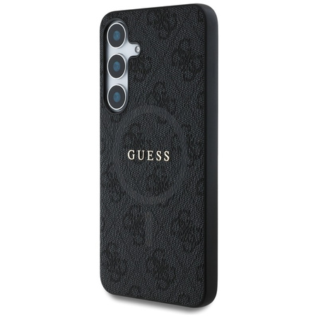 Guess Leather 4G Colored Ring Classic Logo MagSafe - Etui do Samsung Galaxy S25 (czarny) (GUHMS25SG4GFRK)